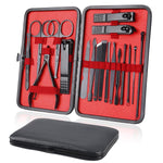 MAYCREATE Manicure Pedicure Kit for Women and Men with 18pcs Stainless Steel Tools | Portable Leather Case for Nail and Eyebrow Care