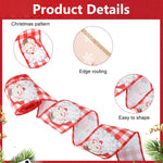 MAYCREATE Christmas Ribbon Set for Gift Wrapping and DIY Crafts featuring 3 Rolls 2.5 in x 5 yd Wired Fabric | Snowflake Santa Snowman Designs