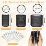 MAYCREATE Heatless Hair Roller for Travel and Home Use with 12 Rollers & 12 Clips | Black
