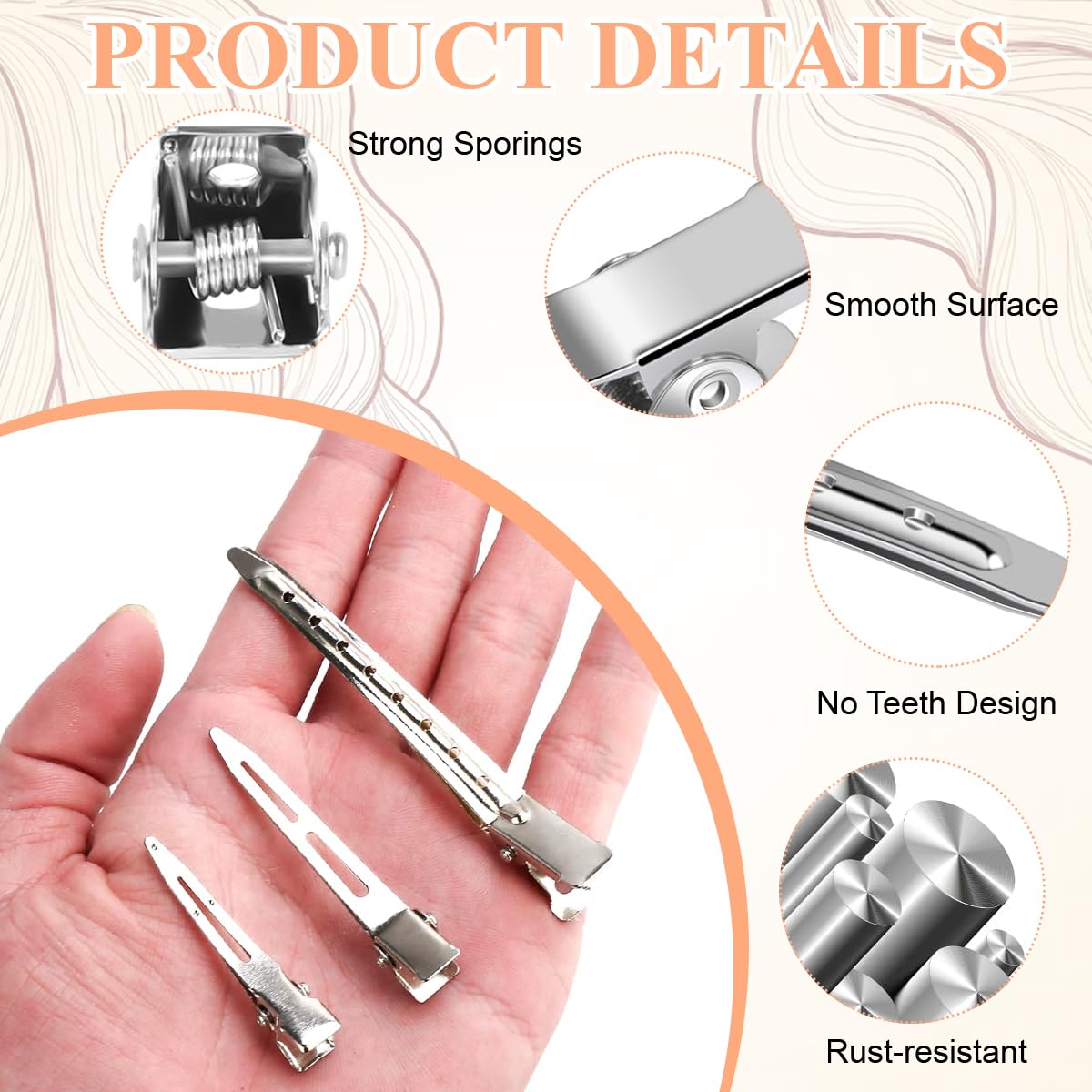 MAYCREATE Styling Hair Clips for Sectioning and Curling with Secure Hold Design | 60 Pcs Silver Metal Set