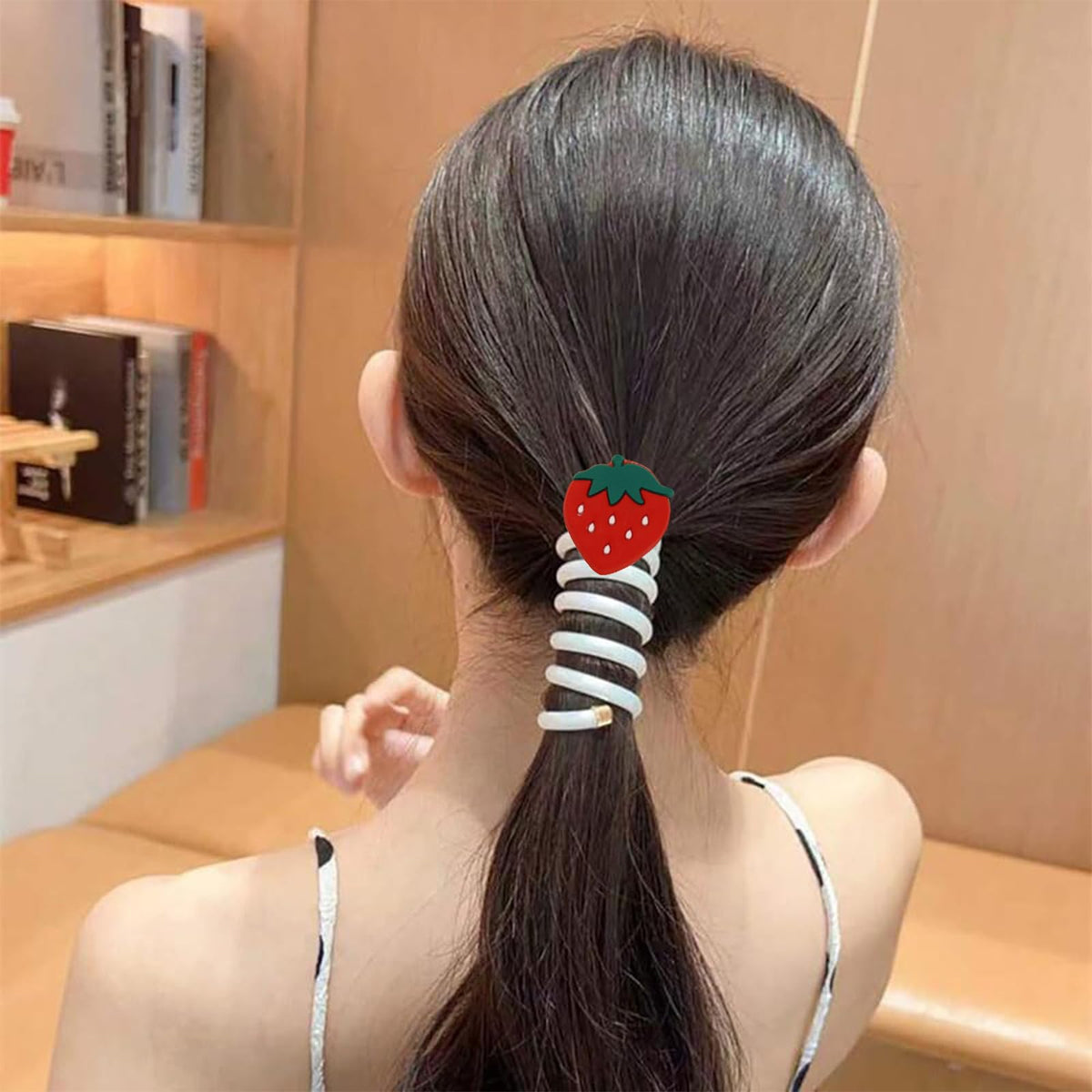 MAYCREATE 4Pcs Telephone Wire Hair Band for Girls Kids Hair Accessories for Girls braided Spiral Cute Flower Hair Ties Elastic Ponytail Maker Hairband Gift for Women, Girls