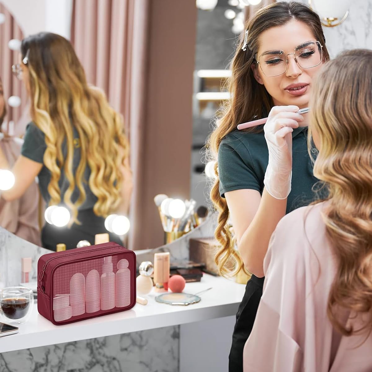 MAYCREATE Mesh Zipper Pouches for Makeup and Travel with Secure Closure | 4 Sizes Nylon Organizer Set