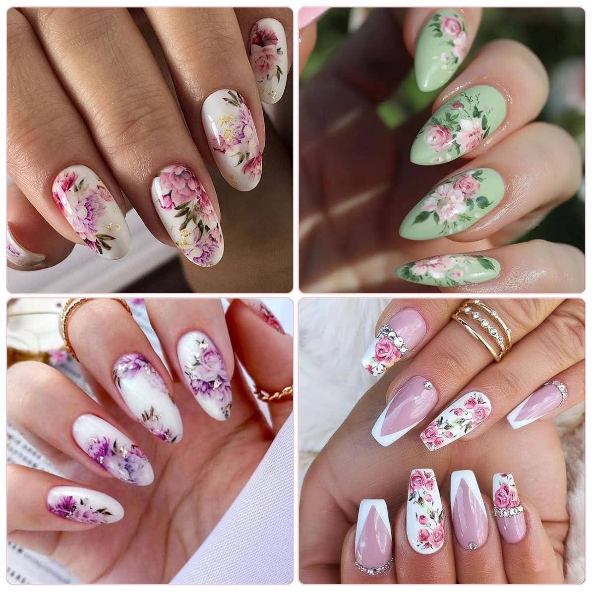 MAYCREATE Nail Art Stickers for DIY Floral Designs with 9 Sheets Self‑Adhesive Decals | Waterproof Nail Decor for Women and Girls