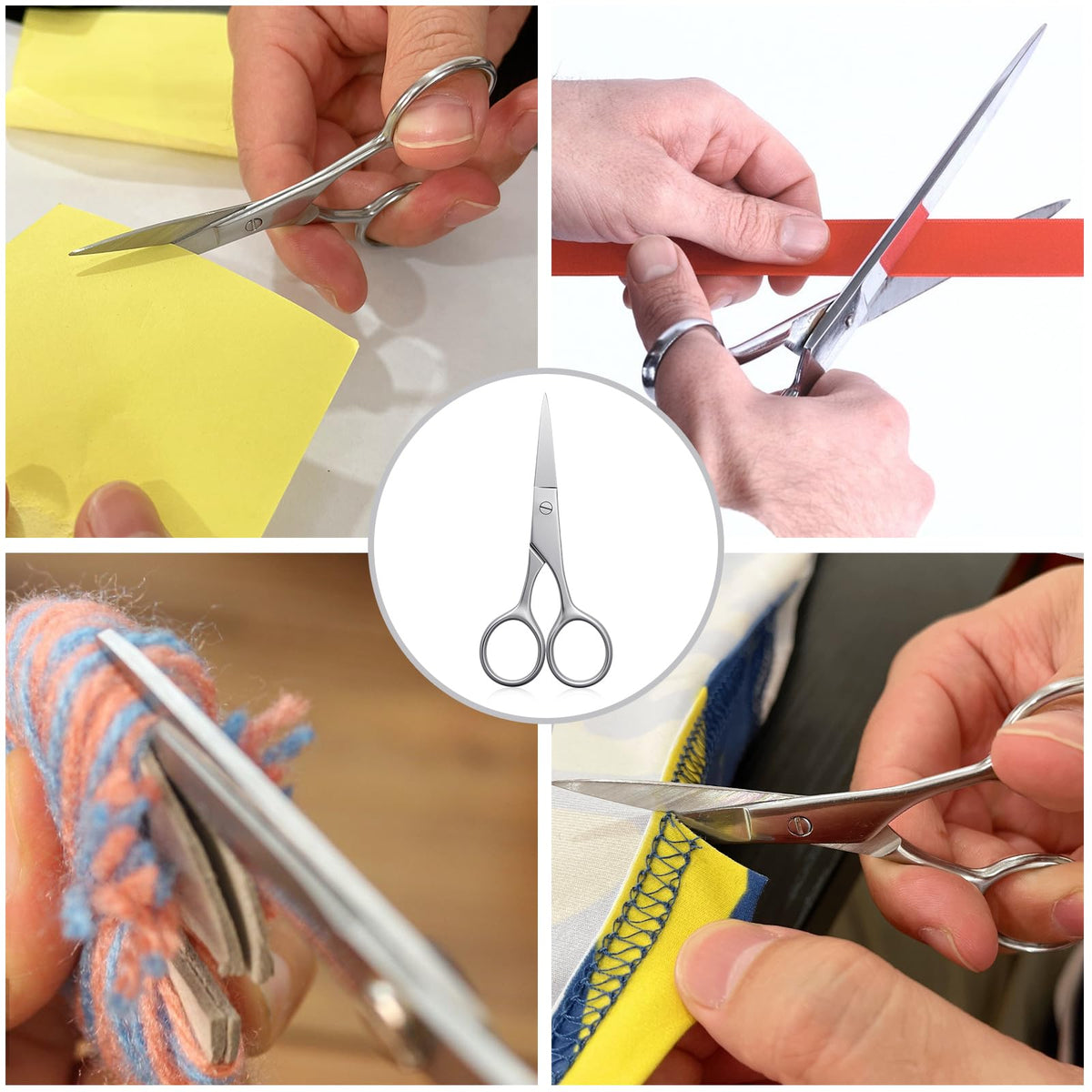 MAYCREATE Small Grooming Scissors Stainless Steel Facial Hair Scissors Trimmer Pointed Tip Straight Scissors Portable Beauty Scissors for Men Women