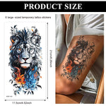 MAYCREATE Temporary Tattoo Sticker Set for Men featuring Tiger and Lion Designs 148x210mm | Waterproof Large Arm Tattoos