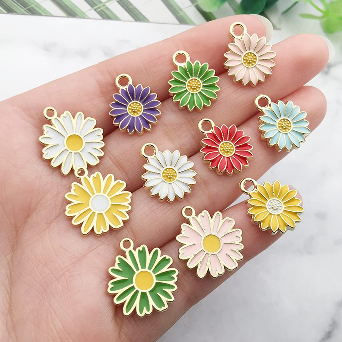 MAYCREATE® 50pcs DIY Pendent Charms for Bracelet, Earring, Necklace, Keychain Pendent, Assorted Cute Flower Jewelry Making Crafting Pendent Jewelry Charm