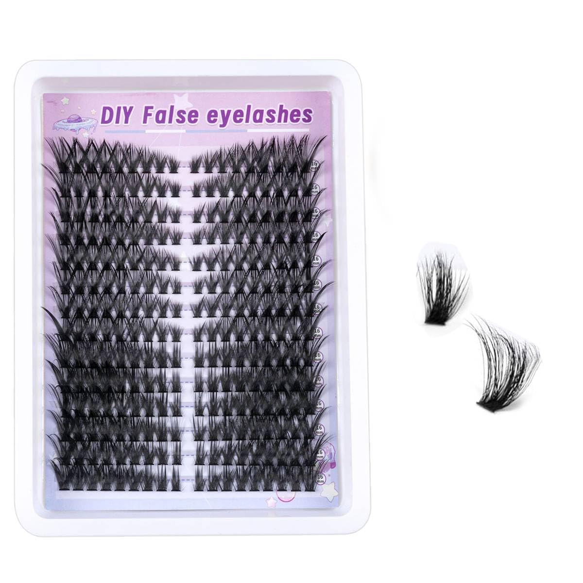 MAYCREATE Lash Clusters for DIY Lash Extensions featuring 404 pcs Mixed Types and 70 Spike Fan | Wispy Natural Look