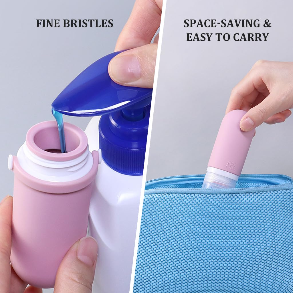 MAYCREATE® 3pcs Silicone Travel Bottles for Toiletries, 90ml Travel Toiletry Bottles, Soft Squeeze Travel Toiletries Bottle with Leakproof Lid, Refillable Lotion Dispenser Shampoo Bottle Kit