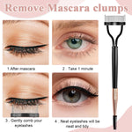 MAYCREATE Eyelash Separator Comb 2 Pcs for Clump Free Lashes with Dual Head Metal Brush | Includes Protective Cover