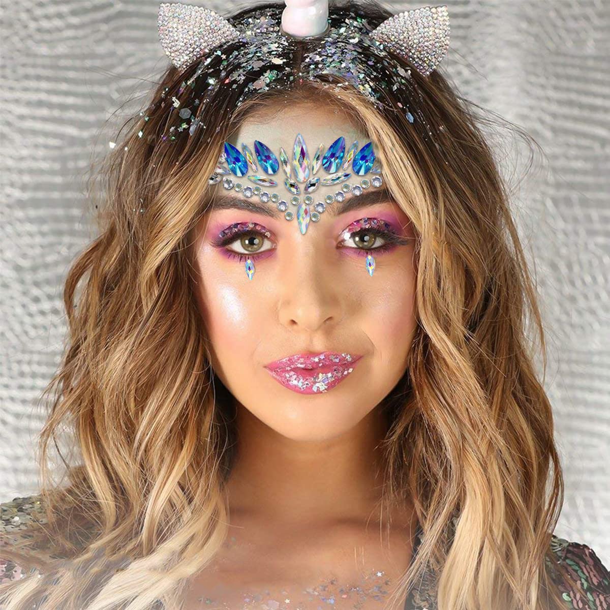 MAYCREATE Rhinestone Face Sticker for Festival Makeup and Party Looks | Self Adhesive Acrylic Gems