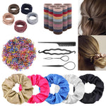 MAYCREATE Hair Styling Tool Kit with 1209 pcs Elastics and 4 Tools | Multi Color Scrunchies