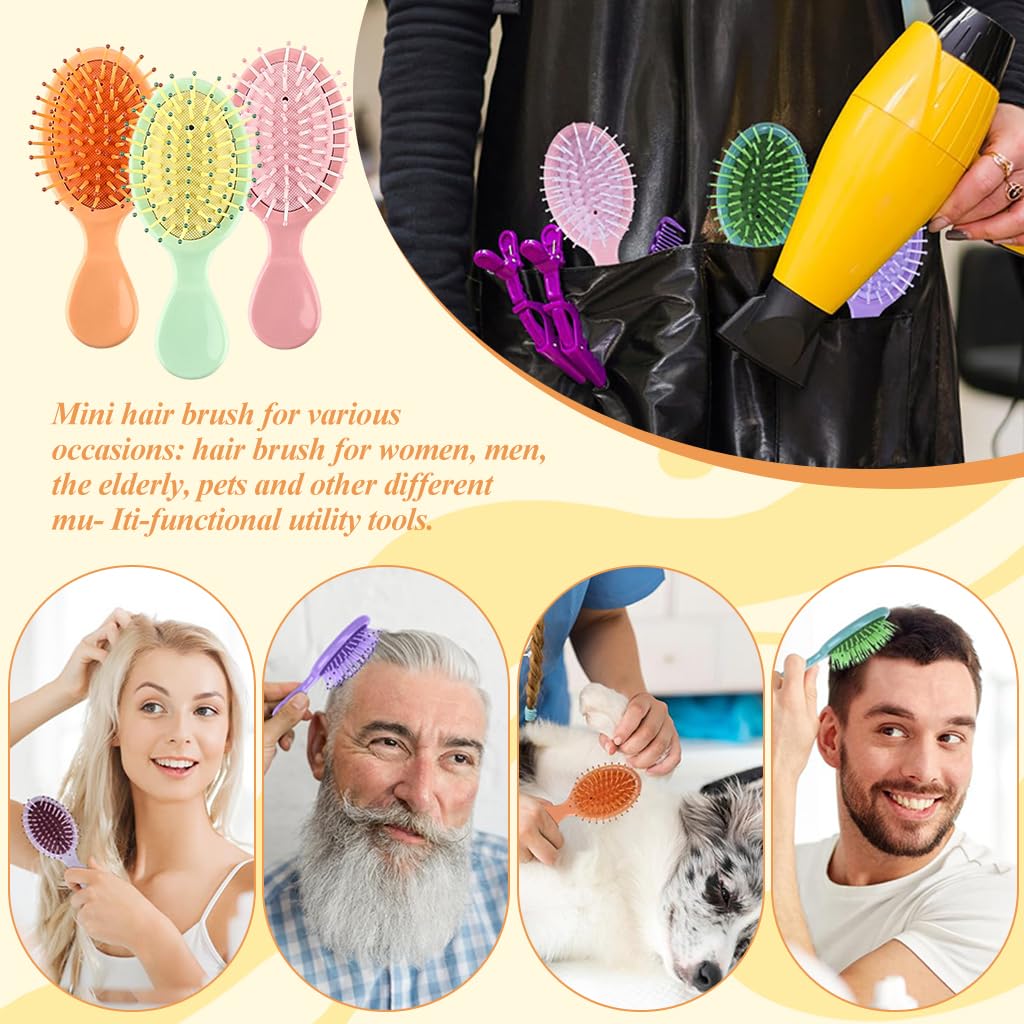 MAYCREATE 12 Pieces Mini Wet Hair Brush, Travel Detangling Brush, for Most Hair Types, with Ease Knots Without Tears or Breakage