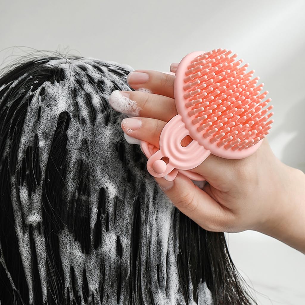 MAYCREATE Silicone Body Scrubber, 2 in 1 Bath and Shampoo Brush, Soft Silicone Loofah for Sensitive Skin, Double-Sided Body Brush for Men Women, Lathers Well, Gentle Exfoliating