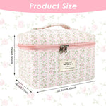 MAYCREATE Makeup Bag for Travel and Office with 25x16x15cm Storage | Soft Cotton Floral Print