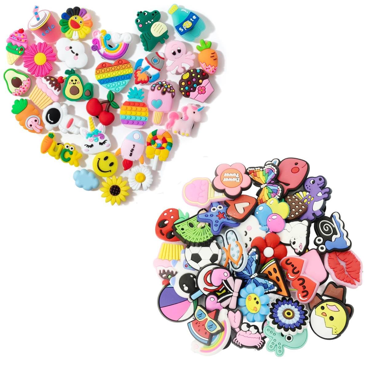 MAYCREATE Shoe Charms for Clogs with 35+30 Pcs Cartoon Designs in PVC | Fun DIY Gift Set