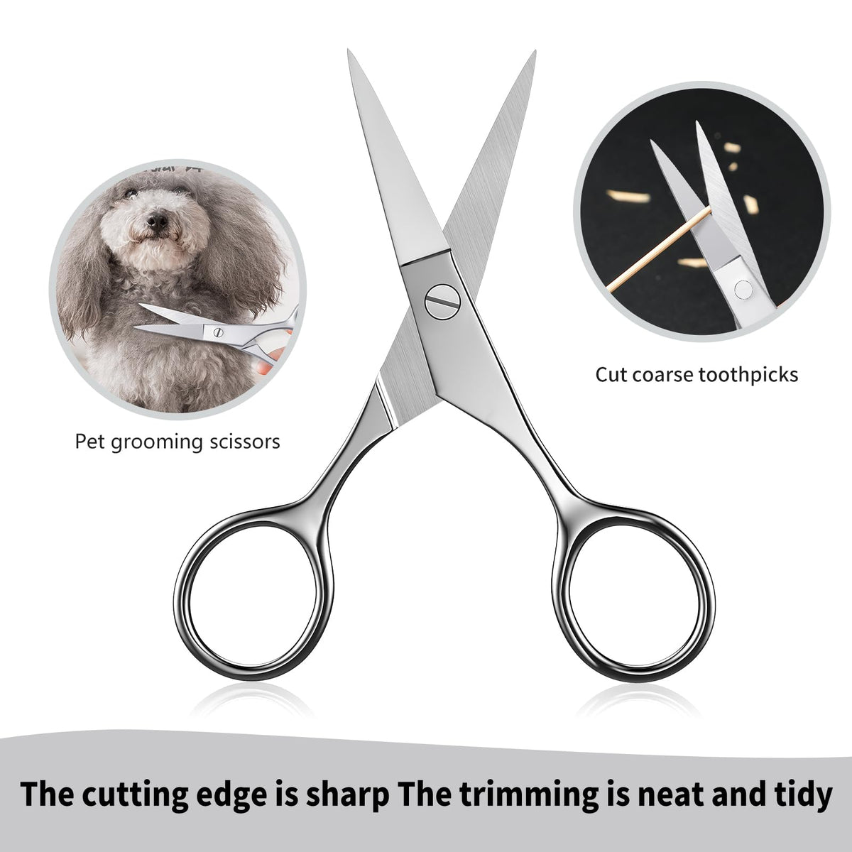 MAYCREATE Small Grooming Scissors Stainless Steel Facial Hair Scissors Trimmer Pointed Tip Straight Scissors Portable Beauty Scissors for Men Women
