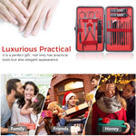 MAYCREATE Manicure Pedicure Kit for Women and Men with 18pcs Stainless Steel Tools | Portable Leather Case for Nail and Eyebrow Care