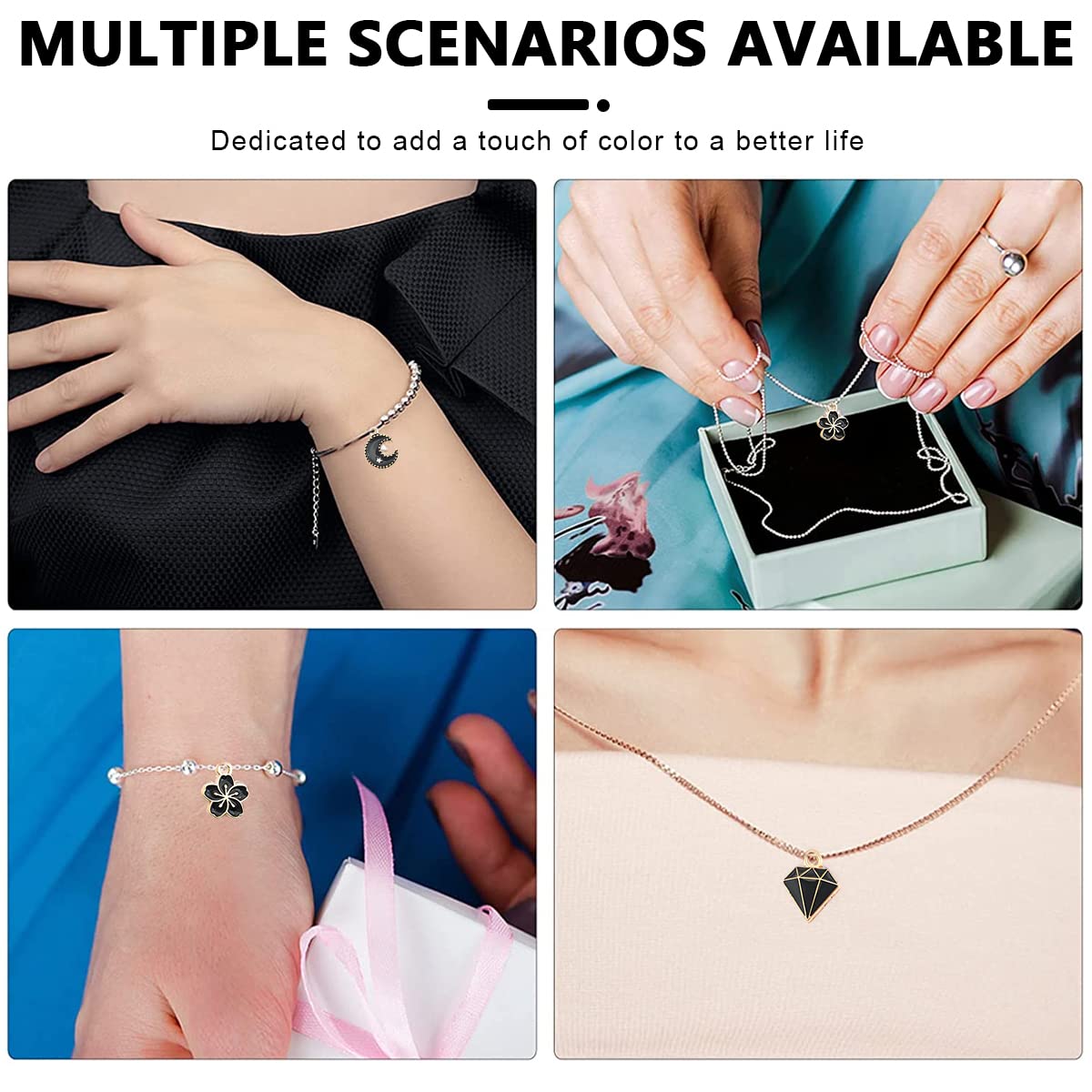 MAYCREATE Enamel Charms for Jewellery Making with Hanging Hole Design 30 pcs Gold Plated | DIY Earrings and Bracelet Craft Kit