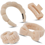 MAYCREATE® Spa Headband Wristband Set with Hair Clips Skincare Headbands for Washing Face Skin Care Puffy Makeup Headband Wrist Bands Preppy Teen Girl Women Gifts