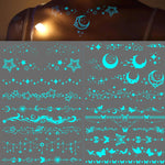 MAYCREATE Temporary Tattoos for Women with 4 Sheets Glow in the Dark Designs | Waterproof Party Stickers