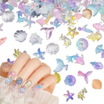 MAYCREATE Nail Resin Charms for Summer Beach DIY Crafts featuring 50PCS 3D Mermaid and Seashell Designs | Multicolor Ocean Theme