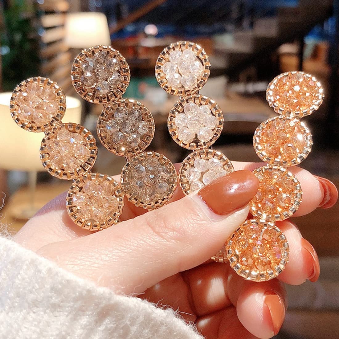 MAYCREATE Rhinestone Hair Clips for Daily Wear featuring Non Slip Acrylic Design | 4 Pcs Set