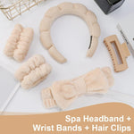 MAYCREATE® Face Wash Hair Bands for Women Spa Headband Wristband Set with Hair Clips Makeup Skincare Head Band Wrist Bands Washing Face Teen Girl Gifts 2 PCS