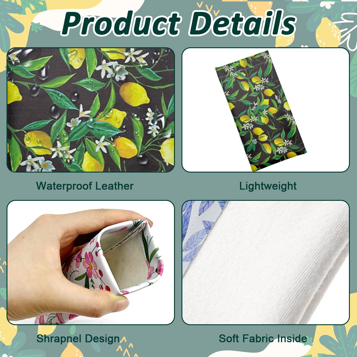 MAYCREATE Sunglasses Pouch for Women featuring Self Closing Design and Waterproof PU Liner 182x95mm