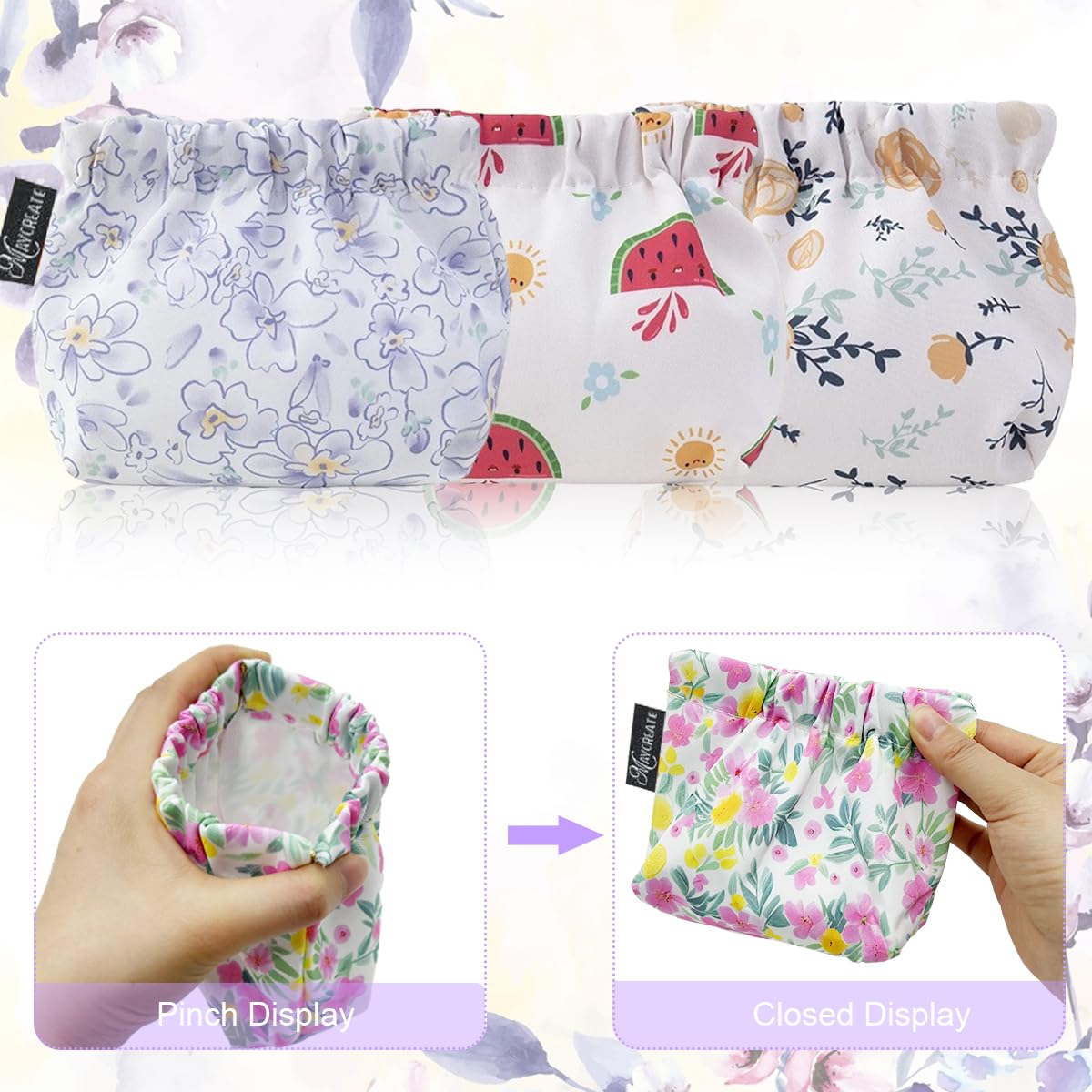 MAYCREATE Small Pouches for Women featuring 13x13cm design with self closure Oxford fabric | travel makeup and coin organizer set