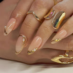 MAYCREATE Press On Nails for DIY Nail Art featuring 3D Embossed Almond Design 24 Pcs Set