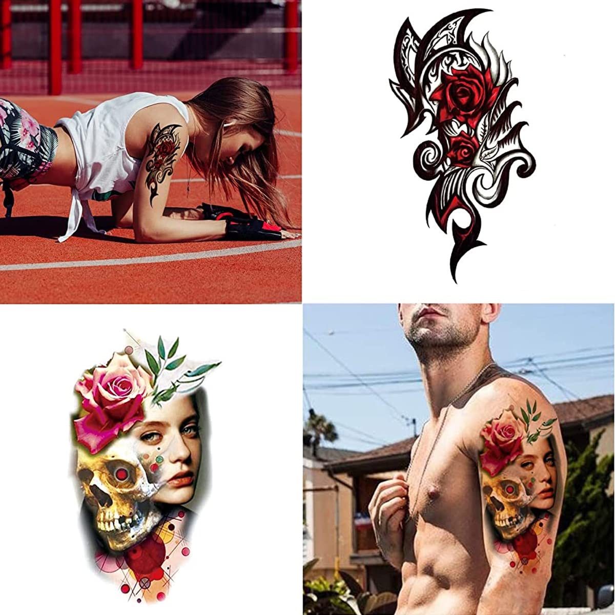 MAYCREATE® 42 Sheets Tatto Sticker for Men Eagle Temporary Tattoos Stickers Skull Variety Tatto Stickers Assorted Tatto Sticker for Body Art Tattoos Art Waterproof Temporary Tattoos Stickers For Women