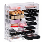 MAYCREATE Makeup Organizer for Vanity with 8 Section Dividers and Clear Acrylic Design | 23.5 x 24.5 x 7 cm Countertop Storage