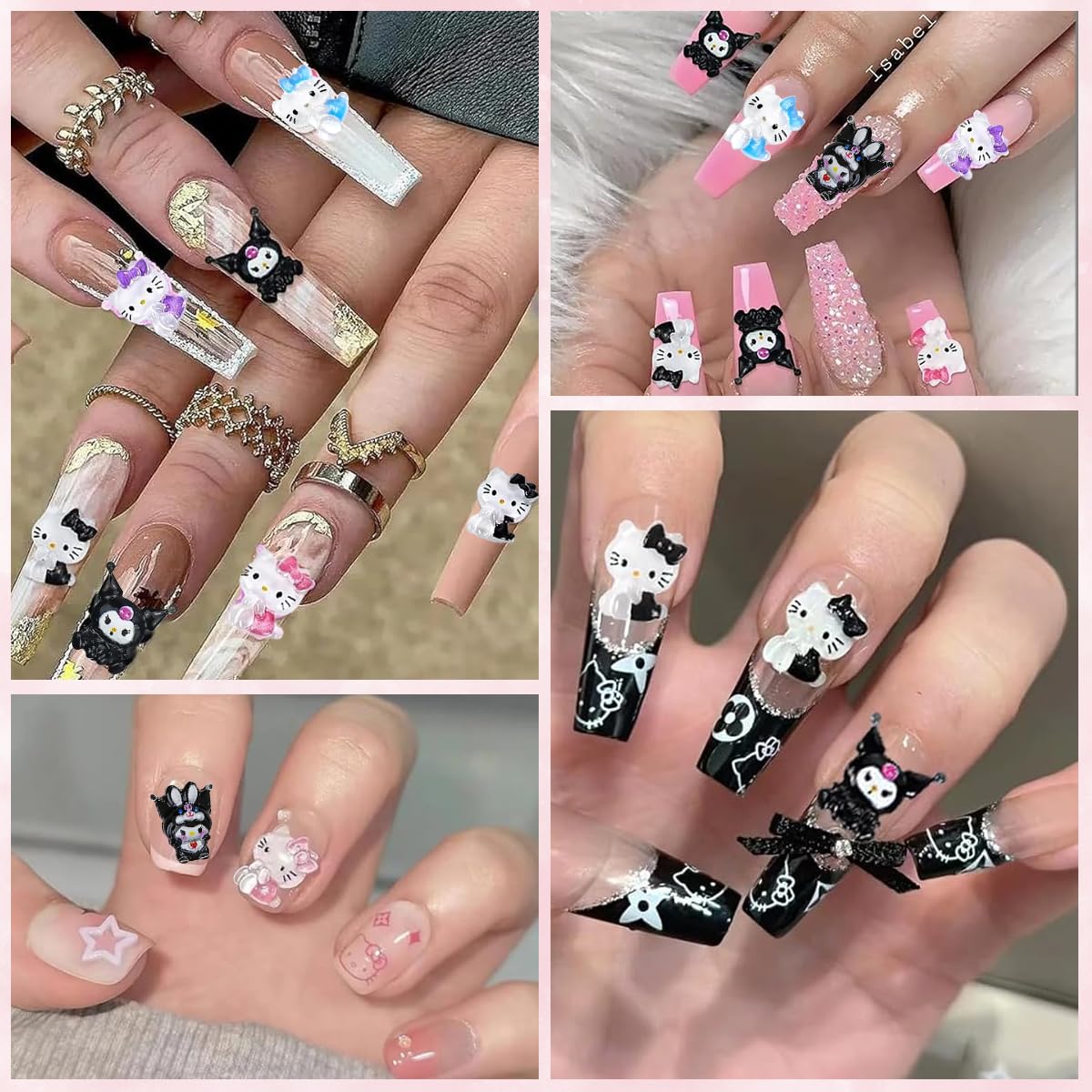 MAYCREATE 3D Nail Decals for DIY Nail Art with 70 Pcs & 7 Designs | Resin Cartoon Charms