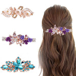 MAYCREATE Hair Clips for Women with Rhinestone Flower Design 3 Pcs 6.5×2.5 cm | Alloy Barrettes for Girls