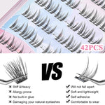 MAYCREATE False Eyelashes for DIY Lash Extension featuring Pre Glued 3D Clusters | Natural Fiber for Sensitive Eyes