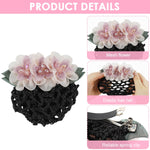 MAYCREATE Hair Snood Net for Bun Hairstyles with Floral Barrette | Nylon Clip for Women