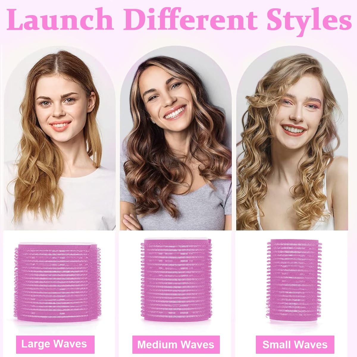 MAYCREATE Heatless Hair Curler Roller Set with 36PCS Rollers and 12 Bang Clips | 3 Sizes for All Hair Types