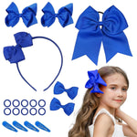 MAYCREATE® Girls Bow Hairband Set of 20pcs, Hair Bows for Kids Girls, Bowknot Hair Clips Rubber Hair Ties Hair Accessories Kit for Toddlers, School Girls - Royal Blue