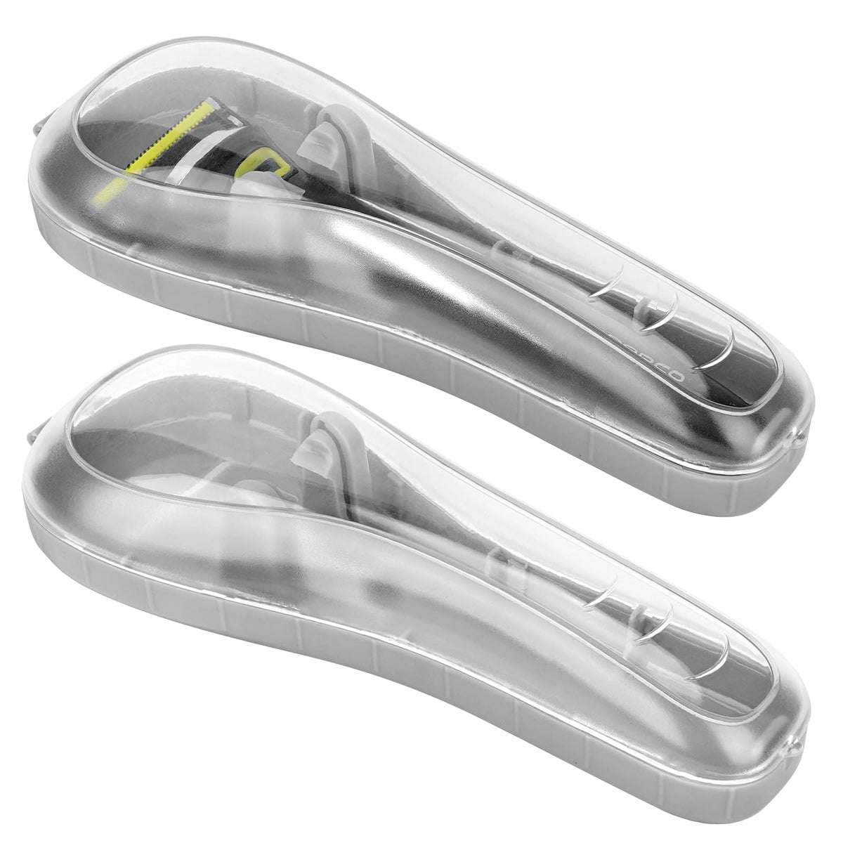MAYCREATE Razor Storage Case for Travel with Ventilated Flip-up Lid | Clear Universal Fit Box