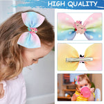 MAYCREATE Hair Clips Set for Girls with Alligator Bow Design 6 Pcs | Rainbow Unicorn Mermaid Styles