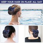 MAYCREATE Bow Hair Bun Net for Work and Dance featuring Alloy Spring Clip 10cm | Blue Snood Cover for Women