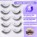 MAYCREATE Self Adhesive Eyelashes for Natural Cat Eye Look with Invisible Band | 5 Pair Reusable Faux Mink