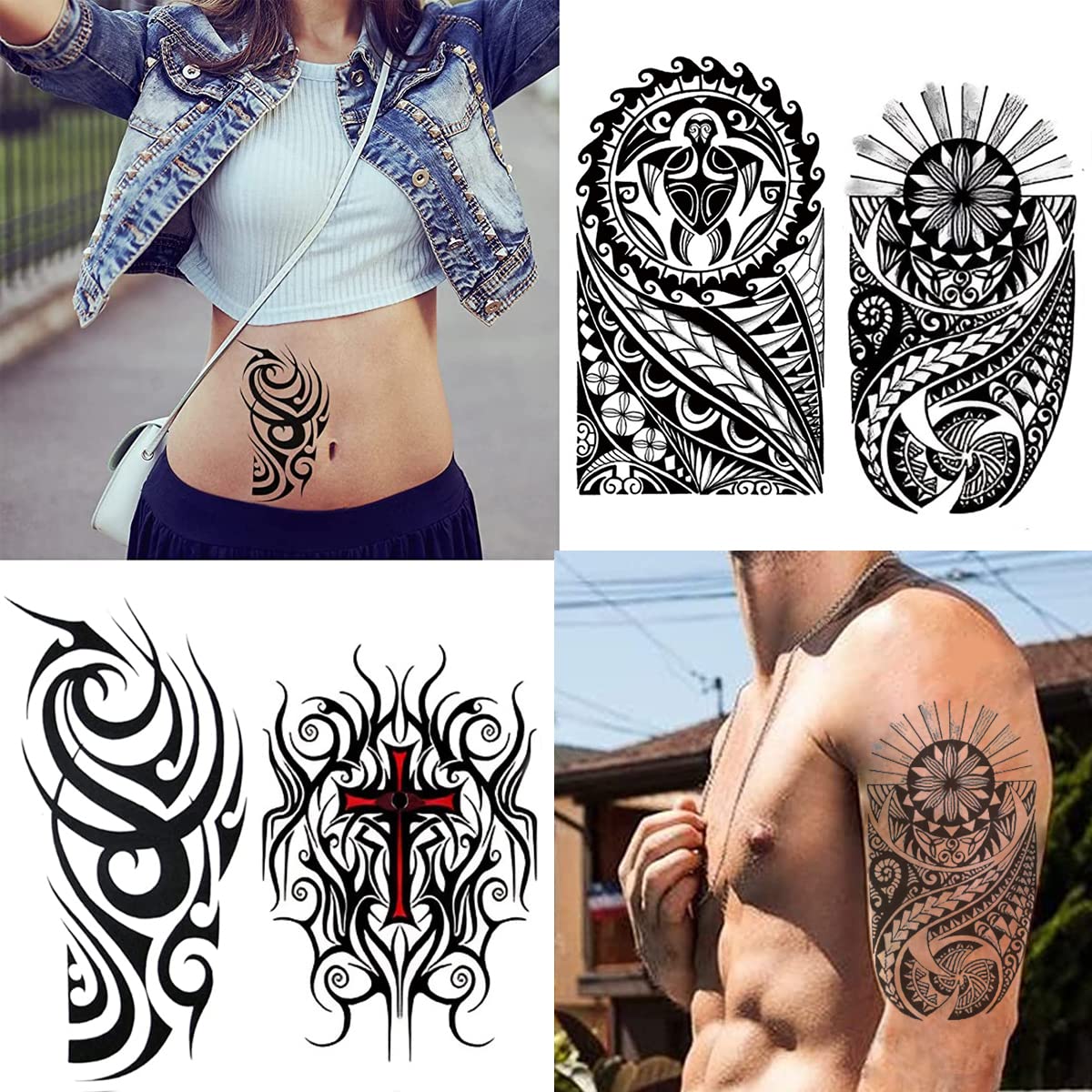 MAYCREATE® 35 Sheets Temporary Tattoo Sticker For Men Black Tatto Sticker Beast on Arm Waterproof Large Tattoo Stickers Assorted Tatto Sticker