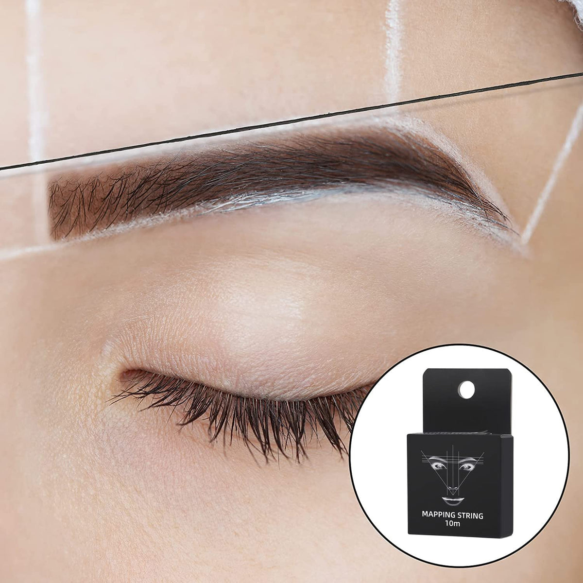 MAYCREATE Mapping String for Microblading with Pre Coated Ink Thread 10m | Eyebrow Symmetry Tool