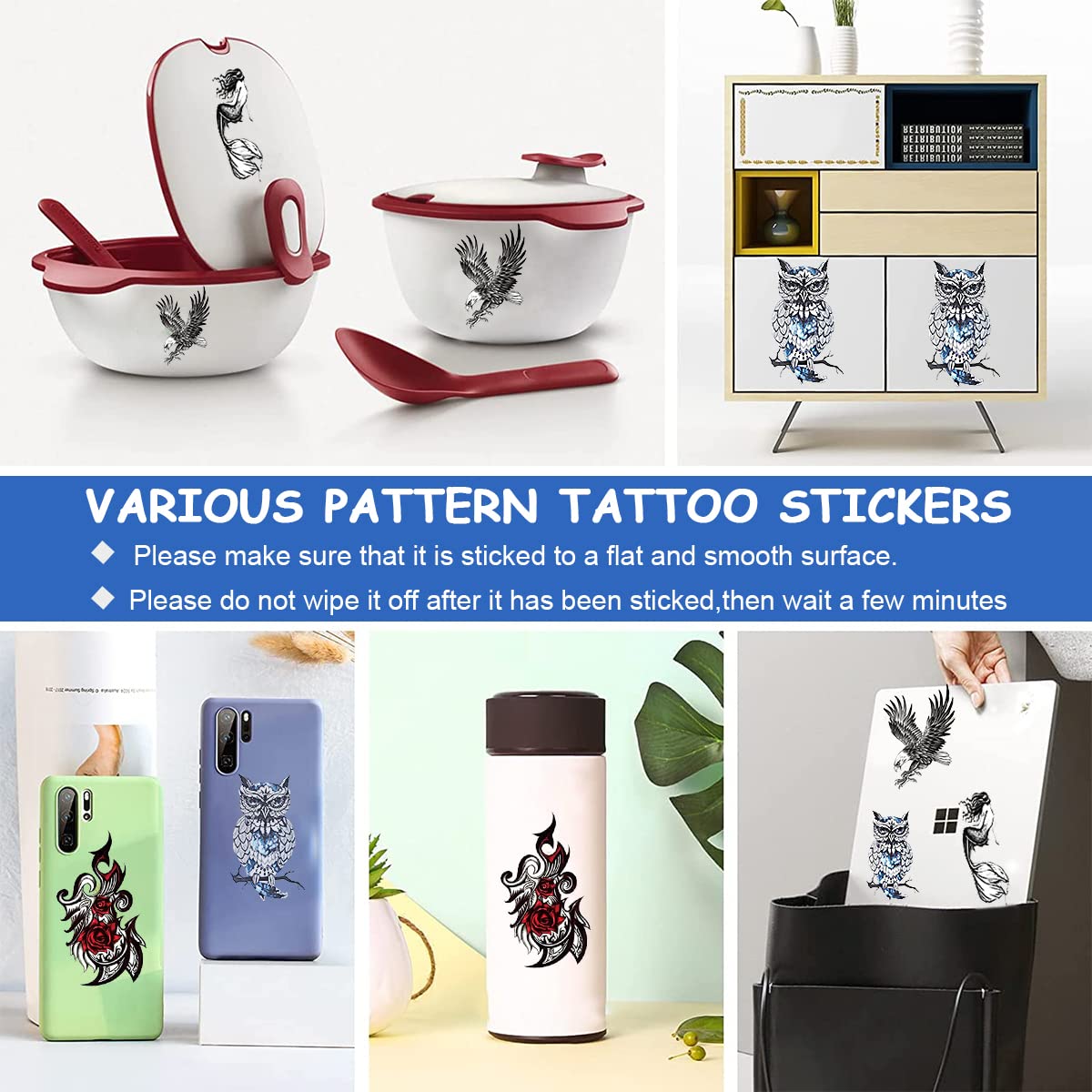 MAYCREATE Tattoo Sticker for Body Art with 42 Sheets Waterproof Designs for Men and Women