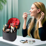 MAYCREATE Small Makeup Bag for Travel featuring Standup Dual Zipper Design and Waterproof Nylon | Black Portable Vanity Pouch for Women