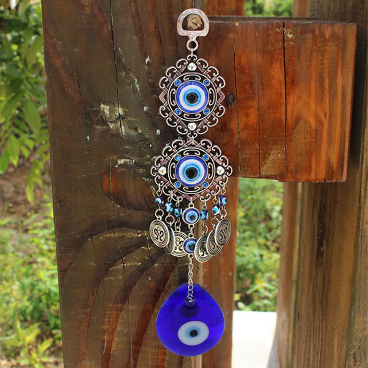 MAYCREATE Evil Eye Hanging for Home Om Nazar Battu for Home Protection, Good Luck and Prosperity, Amulet Wall Hanging Home Decor Protection Blessing Housewarming Birthday Gift