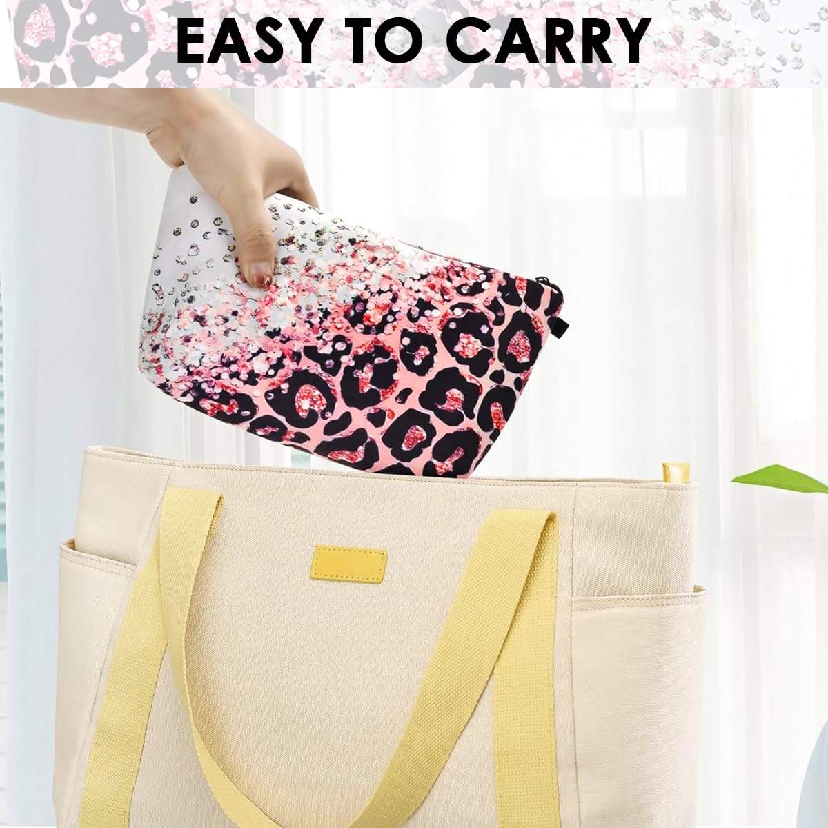 MAYCREATE Makeup Bag for Travel and Daily Use featuring Secure Zipper Closure | 9.1x5x2.2 in Polyester Organizer