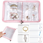 MAYCREATE Transparent Jewelry Storage Book with 60 Pockets for Rings and Necklaces | Pink PVC Anti Tarnish Organizer
