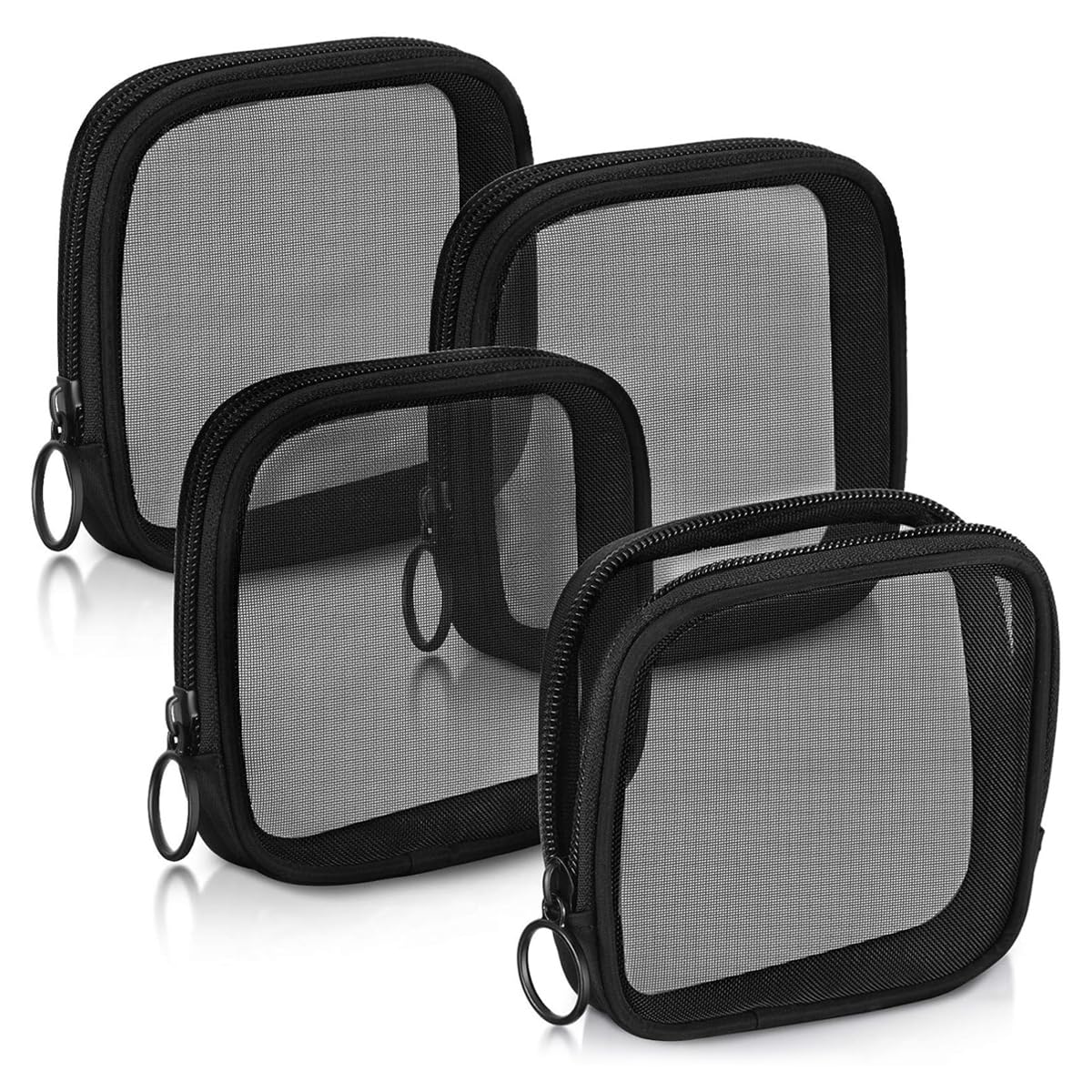 MAYCREATE Makeup Bag for Travel and School featuring Secure Zipper Closure | Black Nylon 4.7 in Portable Pouch